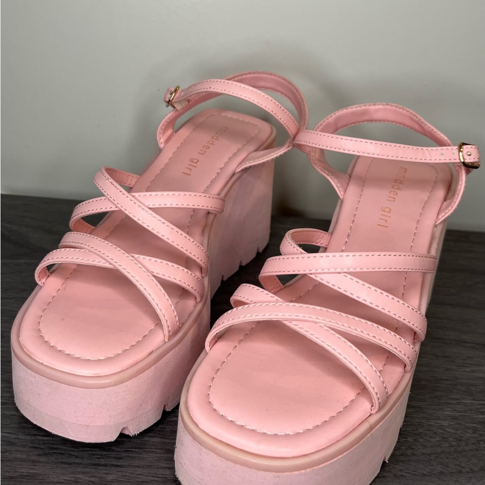 Madden Girl Pink Wedge Sandals with Chunky Sole